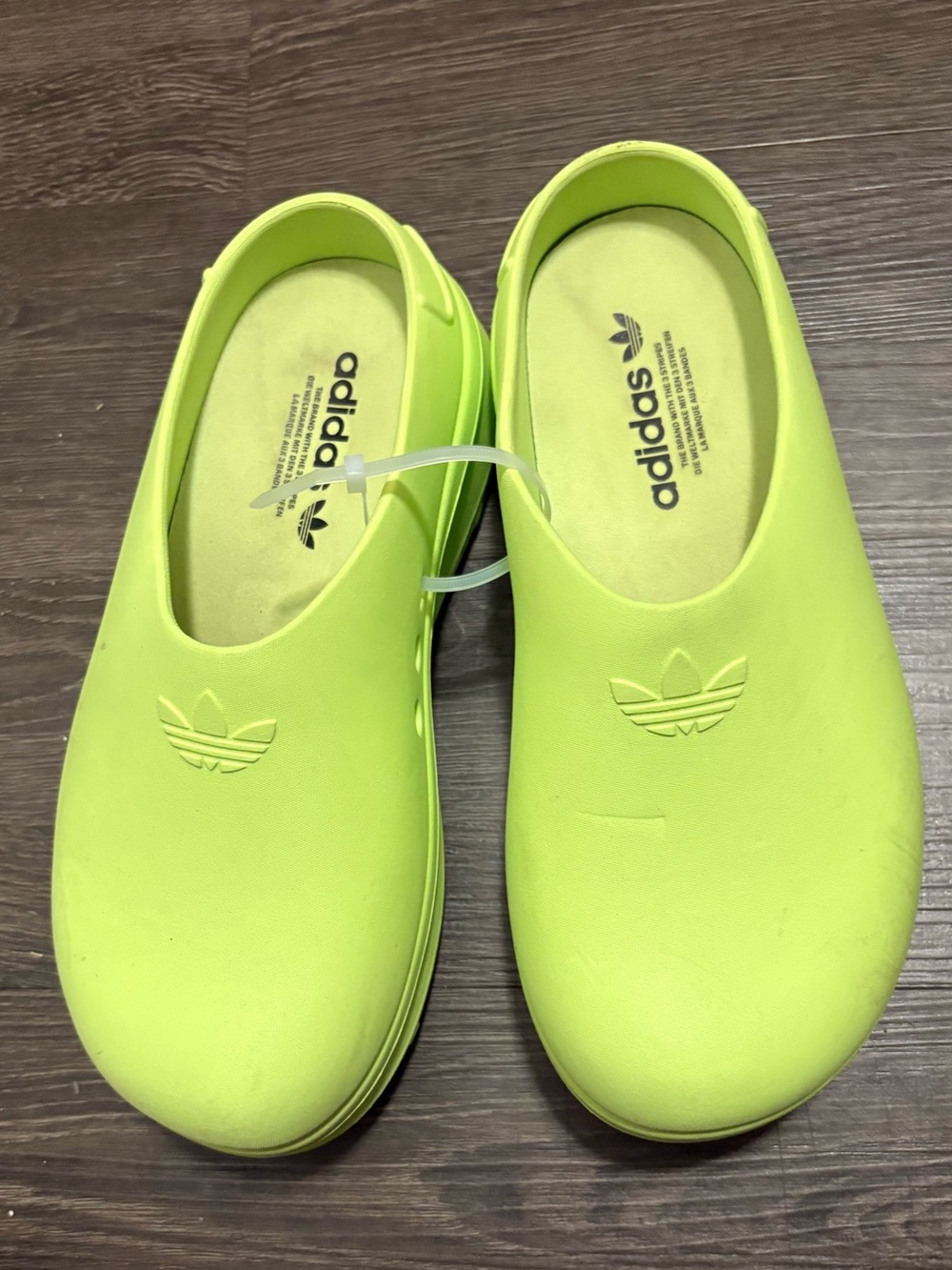 adidas Neon Lime Slip-On Clogs
